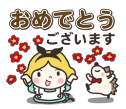 A lovely girl and a hedgehog 3 sticker #15743697