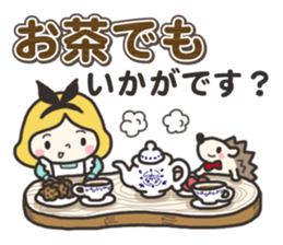 A lovely girl and a hedgehog 3 sticker #15743701