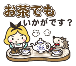 A lovely girl and a hedgehog 3 sticker #15743701