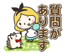 A lovely girl and a hedgehog 3 sticker #15743703