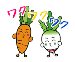 Japanese radish san and Carroto san. sticker #15746748