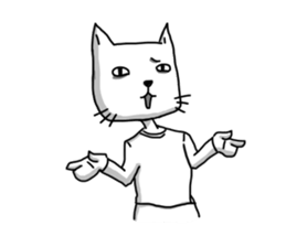 Quiet white cat sticker #15758965