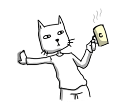 Quiet white cat sticker #15758966