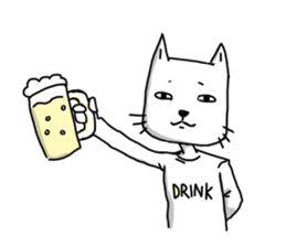 Quiet white cat sticker #15758978