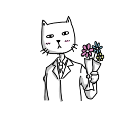 Quiet white cat sticker #15758980