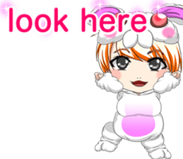 New Year cute rabbit baby English sticker #15796762