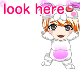 New Year cute rabbit baby English sticker #15796762