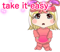 New Year cute rabbit baby English sticker #15796765