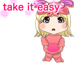 New Year cute rabbit baby English sticker #15796765