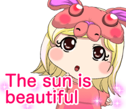 New Year cute rabbit baby English sticker #15796769