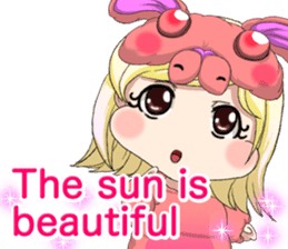 New Year cute rabbit baby English sticker #15796769