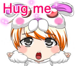 New Year cute rabbit baby English sticker #15796770