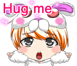 New Year cute rabbit baby English sticker #15796770
