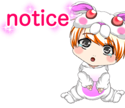 New Year cute rabbit baby English sticker #15796774