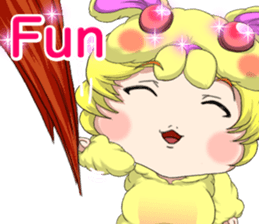 New Year cute rabbit baby English sticker #15796776