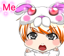 New Year cute rabbit baby English sticker #15796778