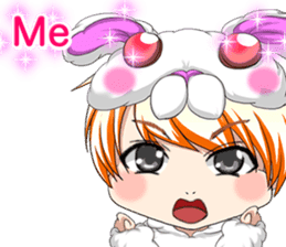 New Year cute rabbit baby English sticker #15796778