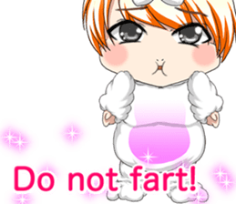 New Year cute rabbit baby English sticker #15796782