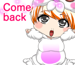 New Year cute rabbit baby English sticker #15796794