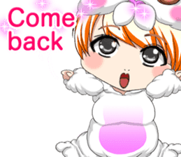 New Year cute rabbit baby English sticker #15796794