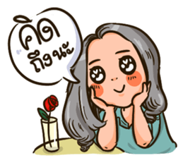 Girl with grey hair. sticker #15831994