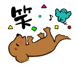 dog and little bird sticker #15846866