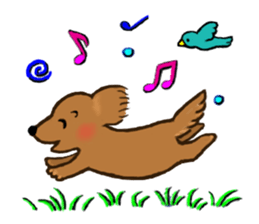 dog and little bird sticker #15846867