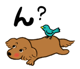 dog and little bird sticker #15846871
