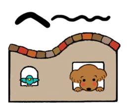 dog and little bird sticker #15846877