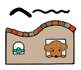 dog and little bird sticker #15846877