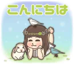 Cheerful kindergarten girl sticker #15853682