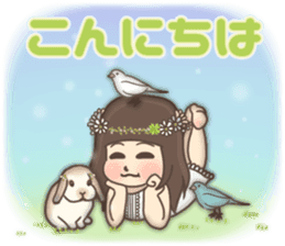 Cheerful kindergarten girl sticker #15853682