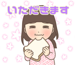 Cheerful kindergarten girl sticker #15853697