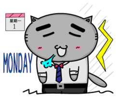 Gary cat & bye bye rabbit Office worker sticker #15858628