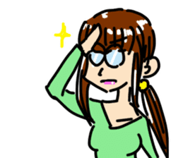 Japanese spectacles lady MIWAKO sticker #15860320