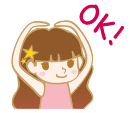 Japanese cute girl stamp sticker #15866324