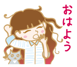 Japanese cute girl stamp sticker #15866327