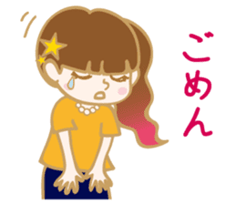Japanese cute girl stamp sticker #15866330
