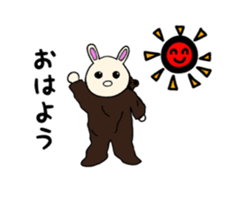 Rabbit wearing a costume of a bear sticker #15866459