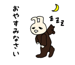 Rabbit wearing a costume of a bear sticker #15866460