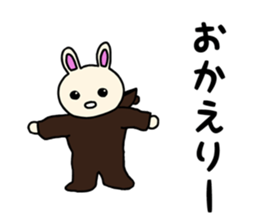 Rabbit wearing a costume of a bear sticker #15866463