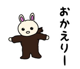 Rabbit wearing a costume of a bear sticker #15866463