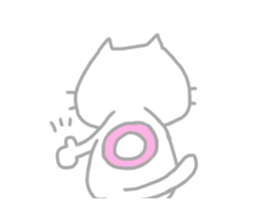 Ordinary face White cat & Blue Fish sticker #15867846