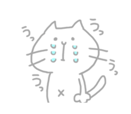 Ordinary face White cat & Blue Fish sticker #15867874