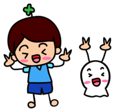 Boy & unknown creatures sticker #15877666