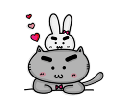 Gary cat & bye bye rabbit together sticker #15877926