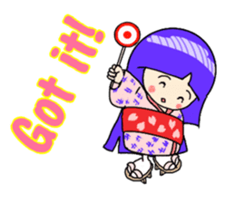 Cute girl of a kimono sticker #15882316