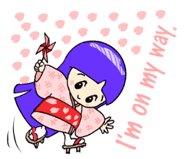Cute girl of a kimono sticker #15882325