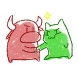 red bull and grean cat and blue bird,3rd sticker #15883389