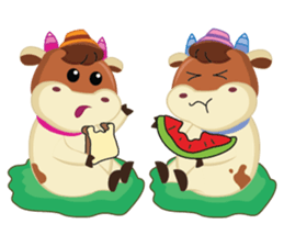 Little Cute Pink Couple on Picnic sticker #15890279
